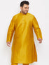 Vastramay Men's Plus Size Mustard Silk Blend Kurta